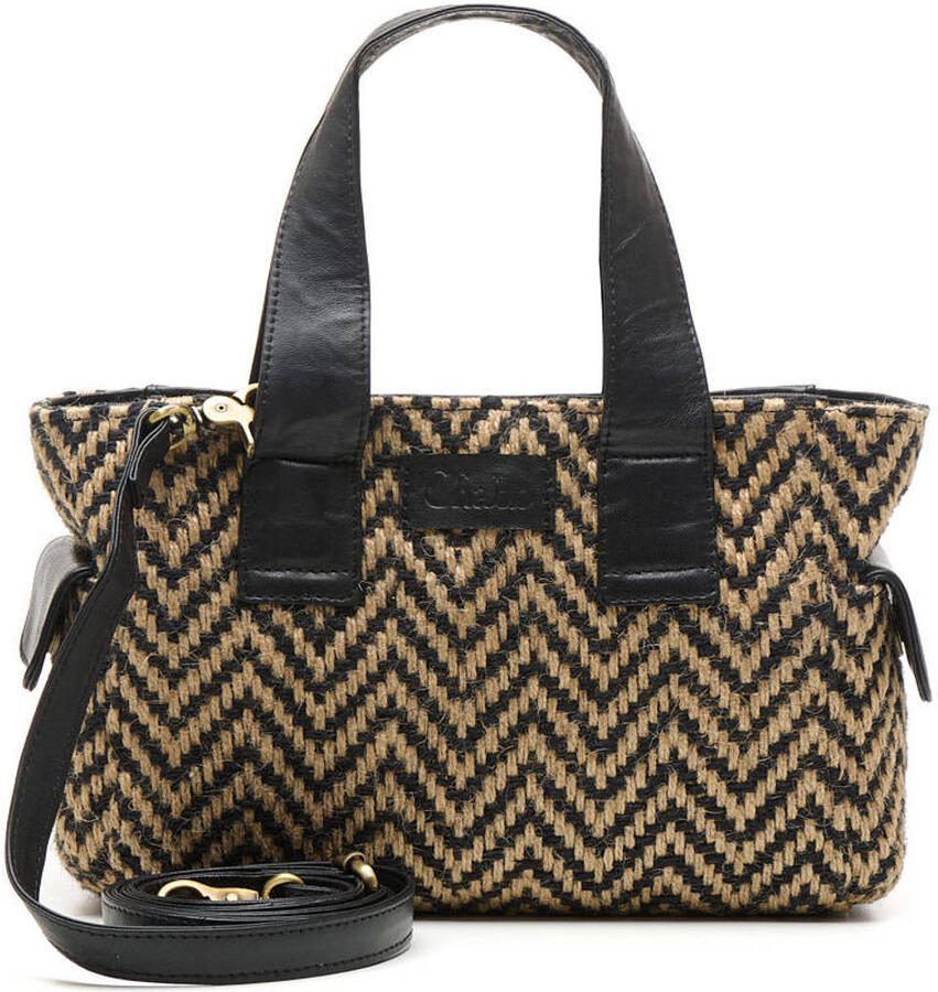 Chabo Bags leren crossbody tas Romio Jaquard zwart