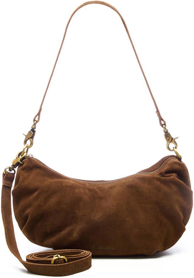 Chabo Bags suede schoudertas Bobby Banana bruin