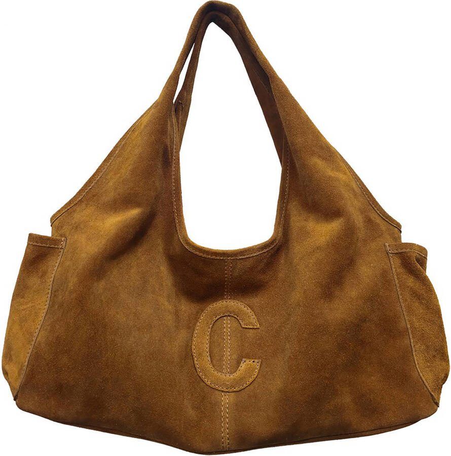 Chabo Bags suède schoudertas Sophie Mini cognac