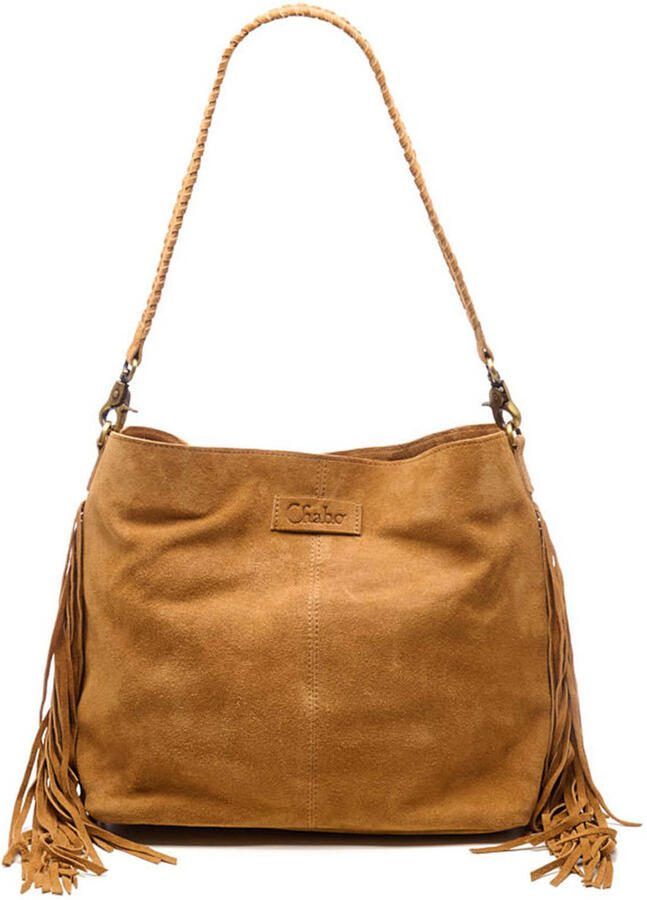 Chabo Bags suede schoudertas Stormy Fringes cognac