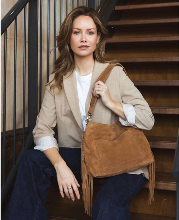 Chabo Bags suede schoudertas Stormy Fringes cognac - Foto 2