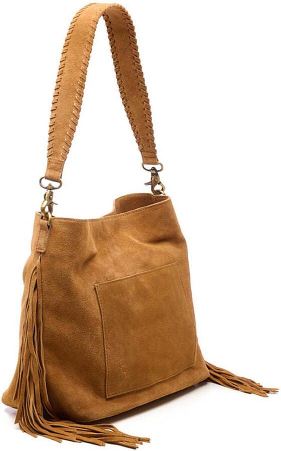 Chabo Bags suede schoudertas Stormy Fringes cognac - Foto 3