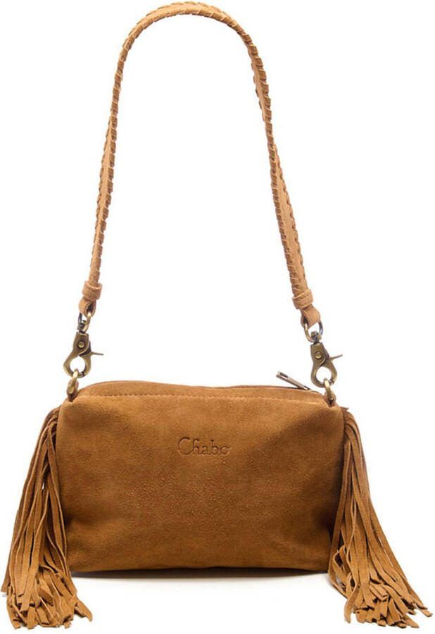 Chabo Bags suede schoudertas Stormy Fringes cognac