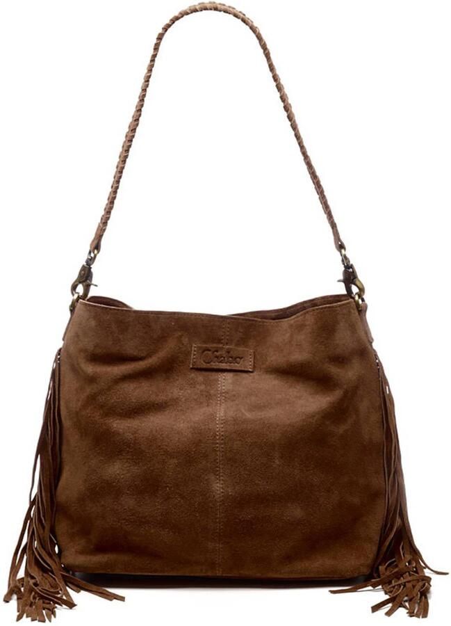 Chabo Bags suede schoudertas Stormy Fringes donkerbruin