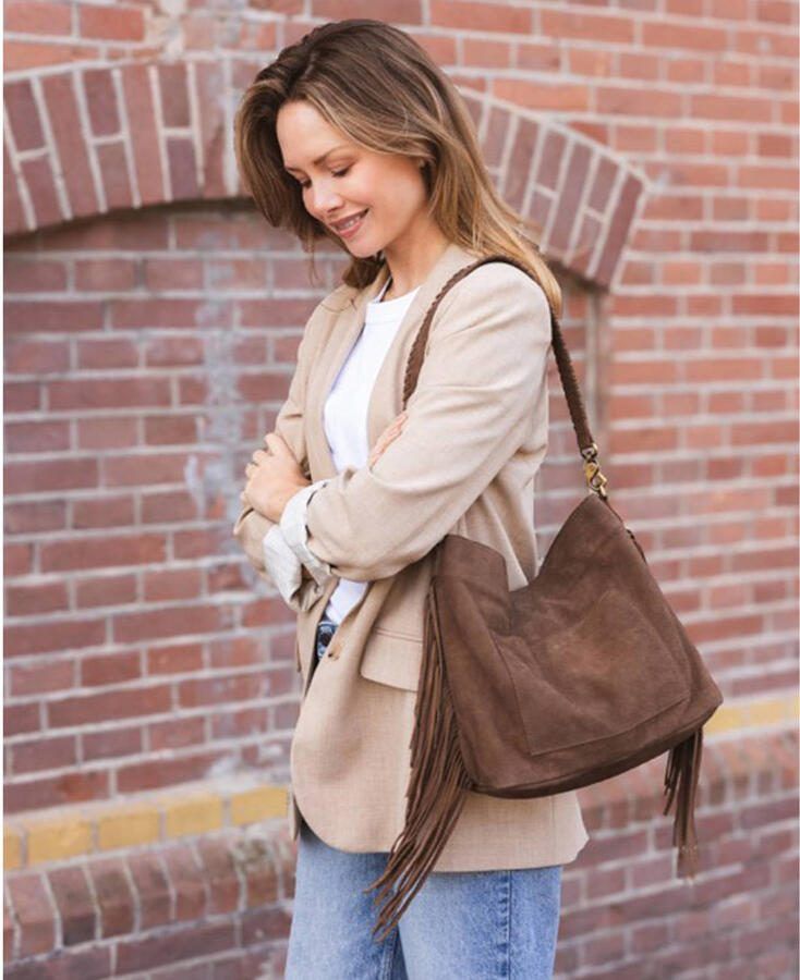 Chabo Bags suede schoudertas Stormy Fringes donkerbruin - Foto 2