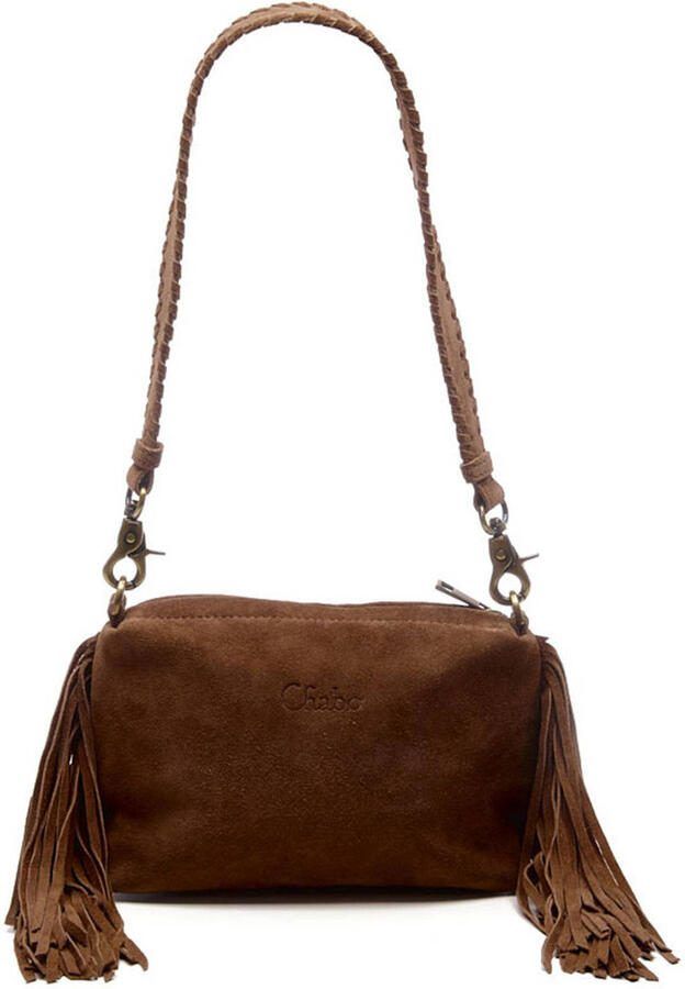Chabo Bags suede schoudertas Stormy Fringes donkerbruin