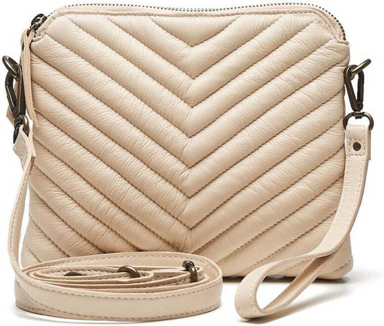 Chabo Bags leren crossbody tas Venice ecru