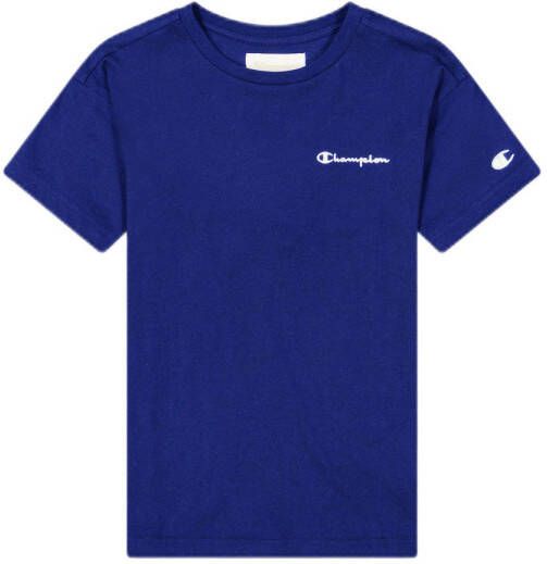 Champion T-shirt met logo kobaltblauw Jongens Katoen Ronde hals Logo 134 140