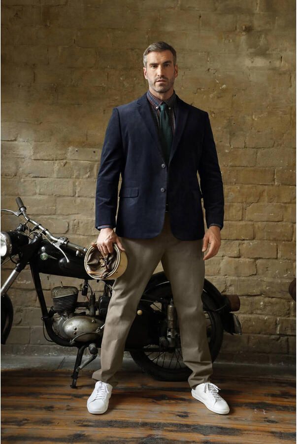 Charles Colby corduroy regular fit colbert DUKE WESTON Plus Size donkerblauw - Foto 2