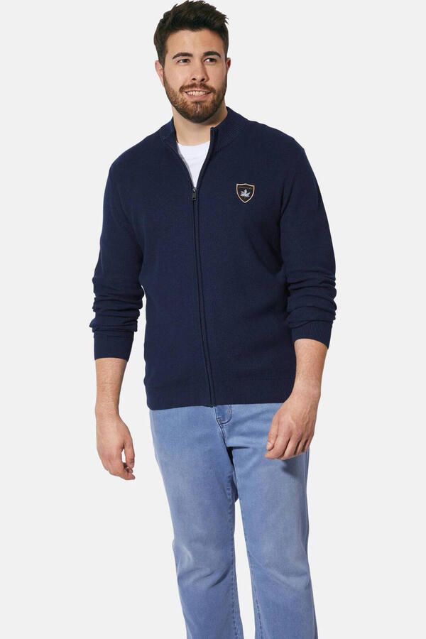 Charles Colby +FIT Collectie gebreid vest DUKE THALARIC Plus Size donkerblauw