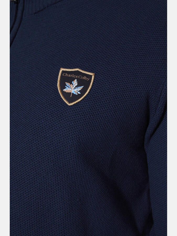 Charles Colby +FIT Collectie gebreid vest DUKE THALARIC Plus Size donkerblauw - Foto 2
