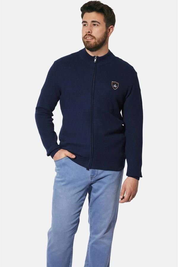 Charles Colby +FIT Collectie gebreid vest DUKE THALARIC Plus Size donkerblauw - Foto 3