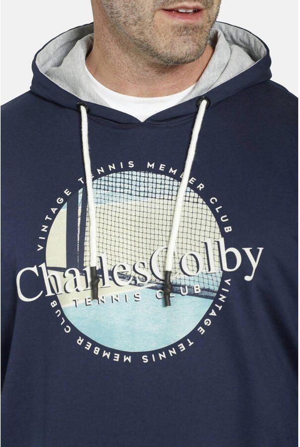 Charles Colby +FIT Collectie hoodie EARL COLUM Plus Size met printopdruk donkerblauw - Foto 2