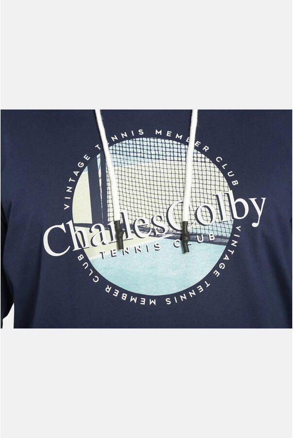 Charles Colby +FIT Collectie hoodie EARL COLUM Plus Size met printopdruk donkerblauw - Foto 3