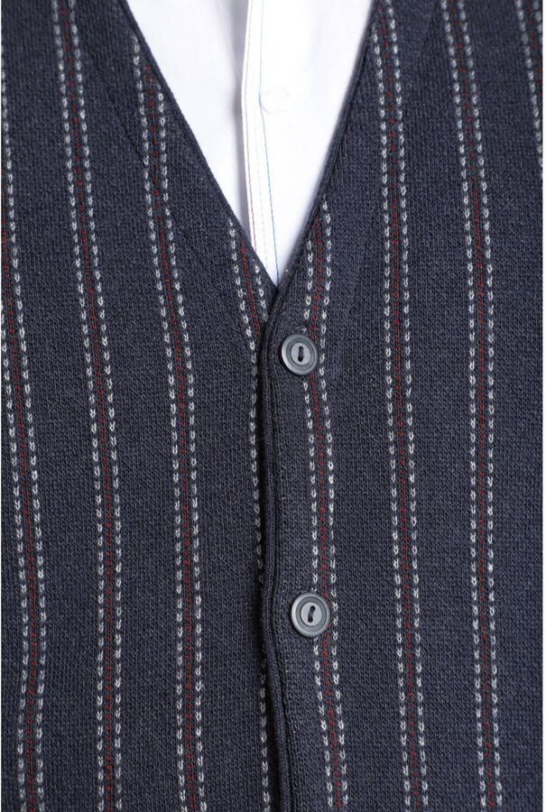 Charles Colby gilet BORS Plus Size met all over print donkerblauw