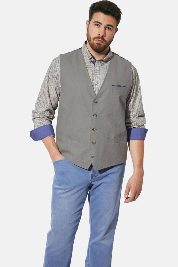 Charles Colby gilet DUKE BARNABOR Plus Size met all over print grijs - Foto 3