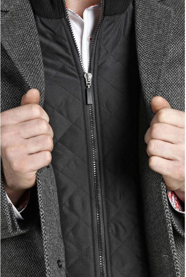 Charles Colby jas EARL VAUGHAN Plus Size met wol en visgraat grijs