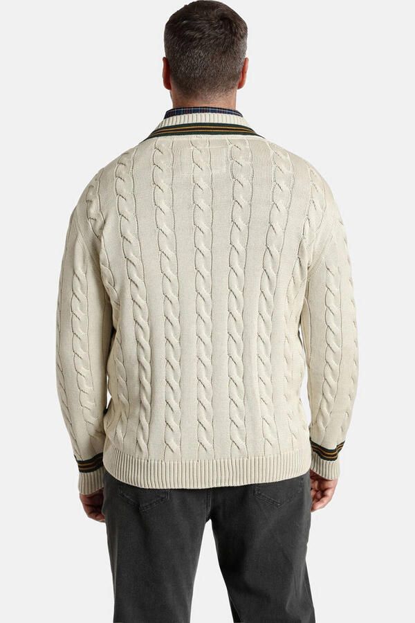 Charles Colby Trui met V hals DUKE RONALD klassiek kabelmotief - Foto 2