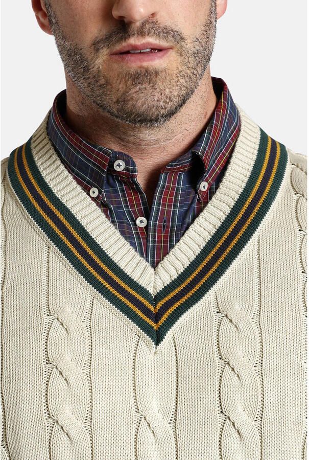 Charles Colby Trui met V hals DUKE RONALD klassiek kabelmotief