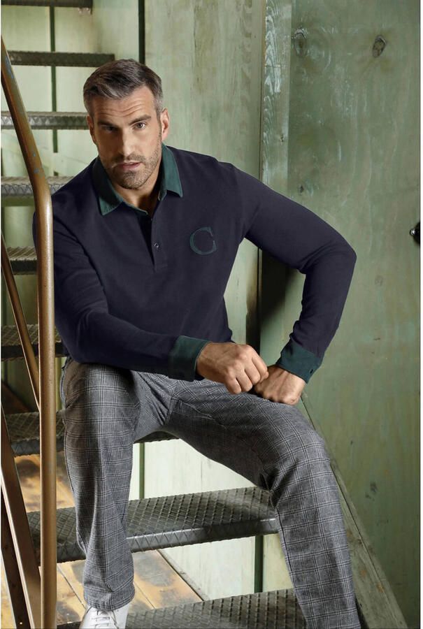 Charles Colby Poloshirt met lange mouwen DUKE BLAKE Highlights van fijncord