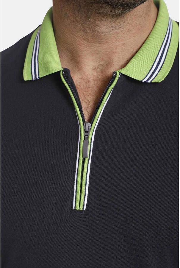 Charles Colby oversized polo EARL PAT Plus Size donkerblauw