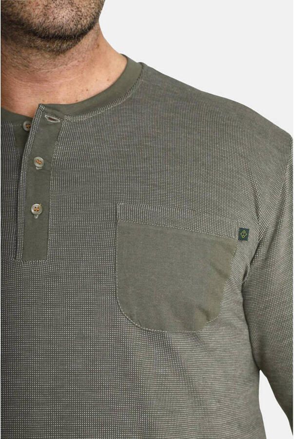 Charles Colby regular fit longsleeve EARL MARCUS Plus Size met all over print olijfgroen - Foto 2