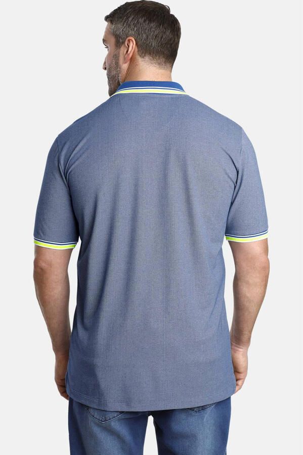 Charles Colby regular fit polo EARL LANDON Plus Size met contrastbies blauw - Foto 2