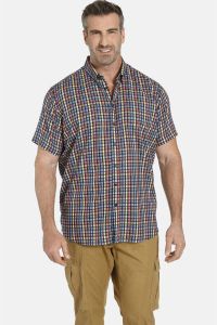 Charles Colby +FIT Collectie geruit regular fit overhemd DUKE CONNORS Plus Size blauw multi