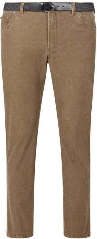 Charles Colby +FIT Collectie loose fit broek BARON DAIMEON Plus Size met riem bruin