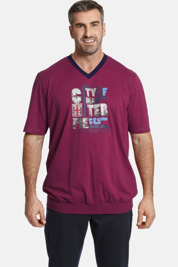 Charles Colby +FIT Collectie T-shirt EARL MEGAT Plus Size met printopdruk roze