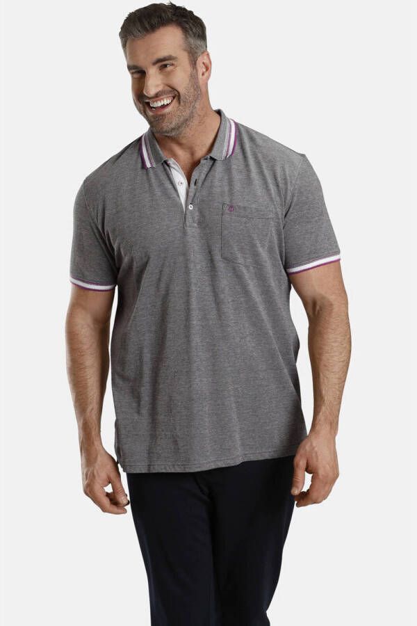 Charles Colby gemêleerde oversized polo Plus Size EARL DORIAN donkergrijs