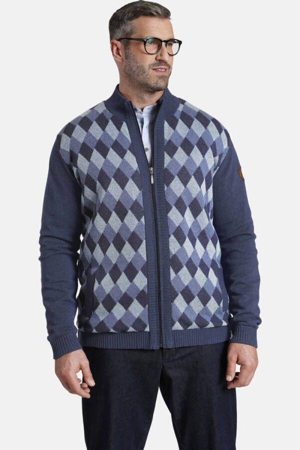 Charles Colby geruit gevoerd vest DUKE PHIL Plus Size donkerblauw