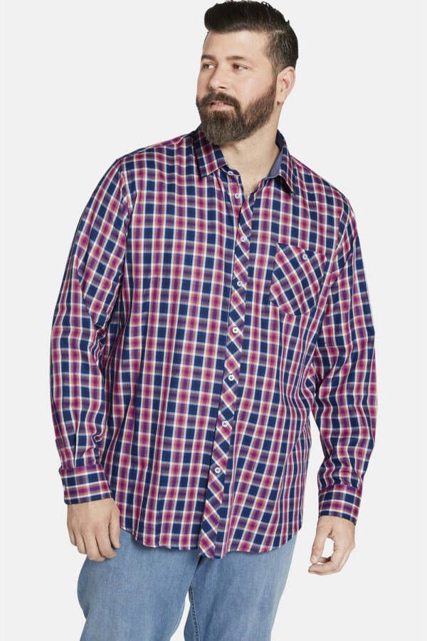 Charles Colby loose fit overhemd DUKE DORNAN Plus Size roze blauw