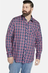 Charles Colby geruit oversized overhemd DUKE DORNAN Plus Size roze blauw