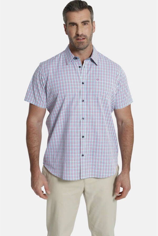 Charles Colby geruit loose fit overhemd DUKE FARNEL Plus Size met contrastbies multi