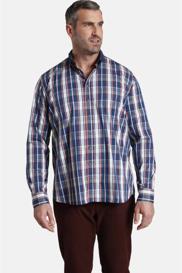Charles Colby geruit oversized overhemd DUKE ROBERT Plus Size blauw