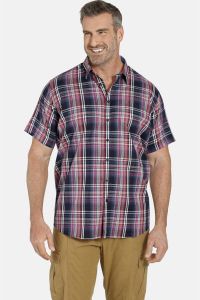 Charles Colby geruit regular fit overhemd DUKE LOGAN Plus Size rood