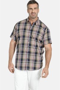 Charles Colby geruit regular fit overhemd DUKE LOGAN Plus Size roze
