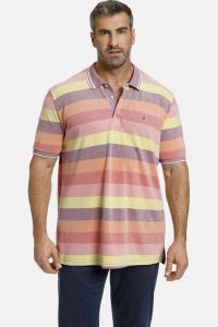 Charles Colby gestreepte regular fit polo EARL EAMON Plus Size met contrastbies roze