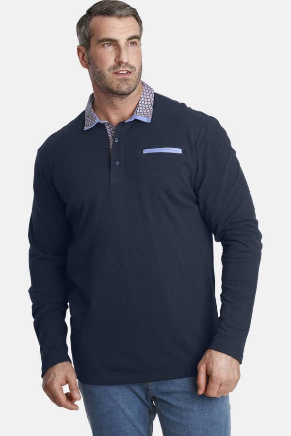 Charles Colby loose fit polo EARL CHAD Plus Size donkerblauw