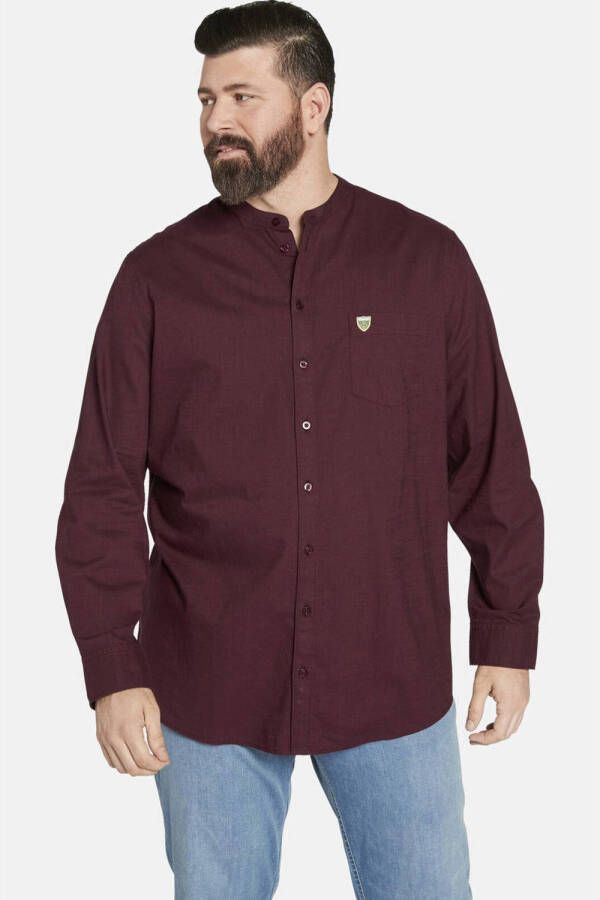 Charles Colby oversized overhemd DUKE TANCRED Plus Size met logo donkerrood