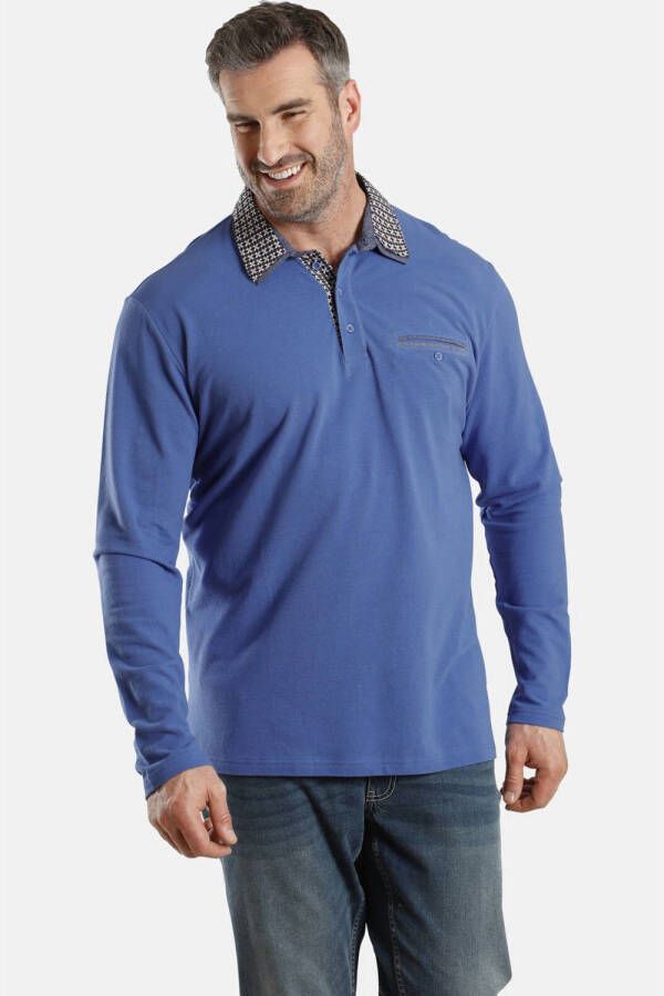 Charles Colby oversized polo EARL CHAD Plus Size blauw