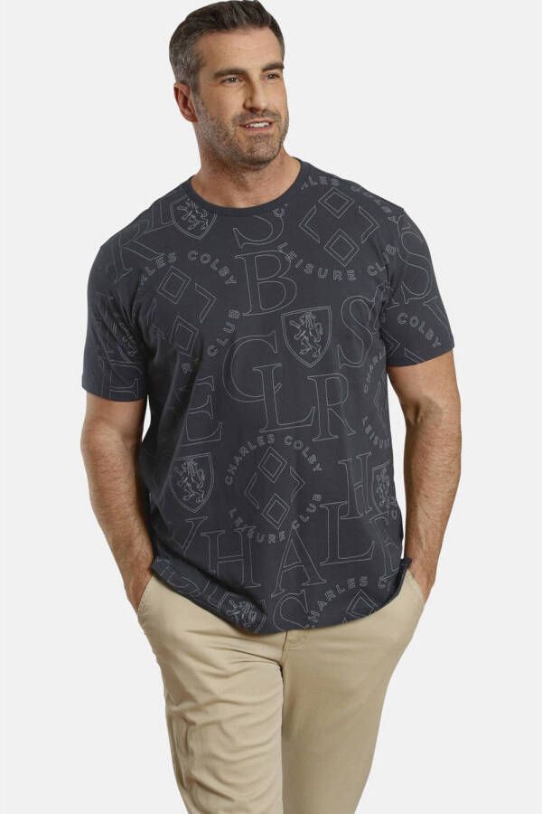 Charles Colby oversized T-shirt EARL HEBBS Plus Size met printopdruk grijs