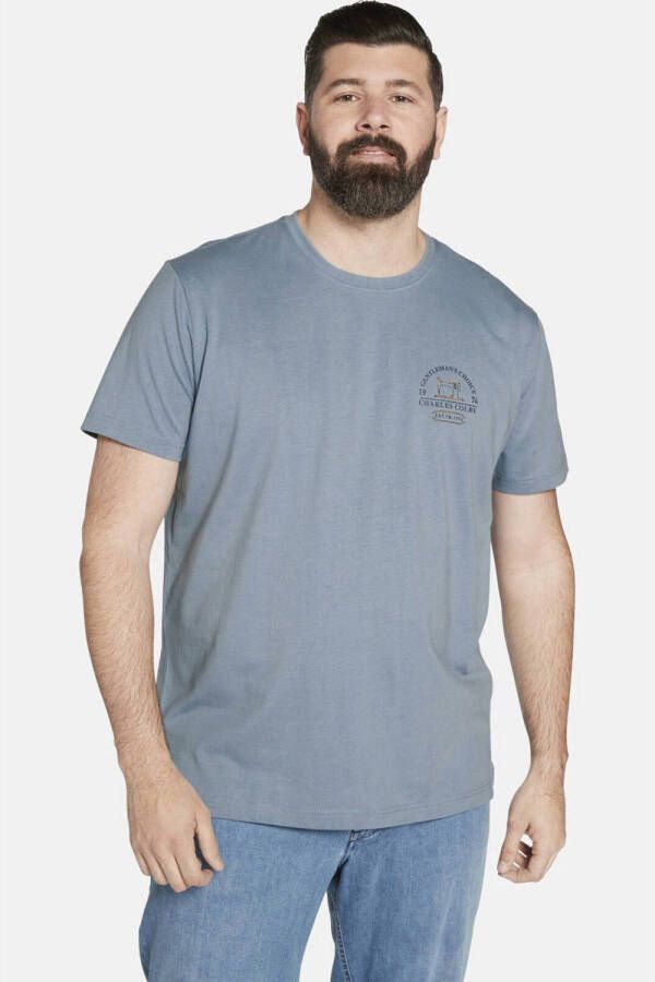 Charles Colby oversized T-shirt EARL JASPER Plus Size lichtblauw