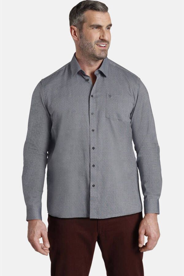 Charles Colby regular fit overhemd EARL GEORGE Plus Size met all over print grijs