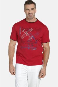 Charles Colby regular fit T-shirt EARL DILLONS Plus Size met printopdruk rood