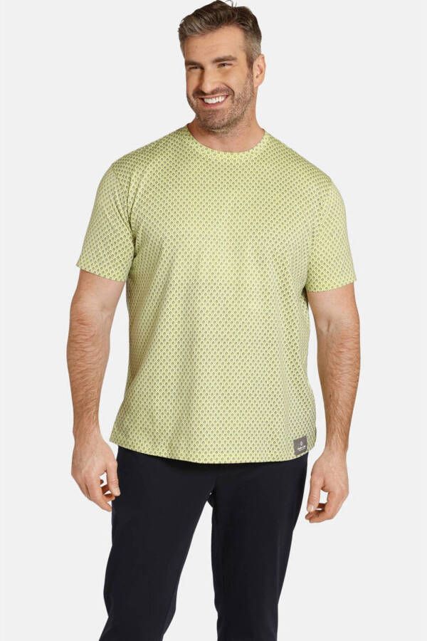 Charles Colby T-shirt EARL DYDDI Plus Size met all over print lichtgroen