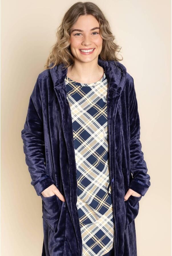 Charlie Choe fleece badjas donkerblauw