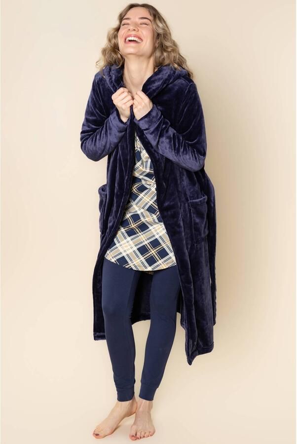 Charlie Choe fleece badjas donkerblauw - Foto 2