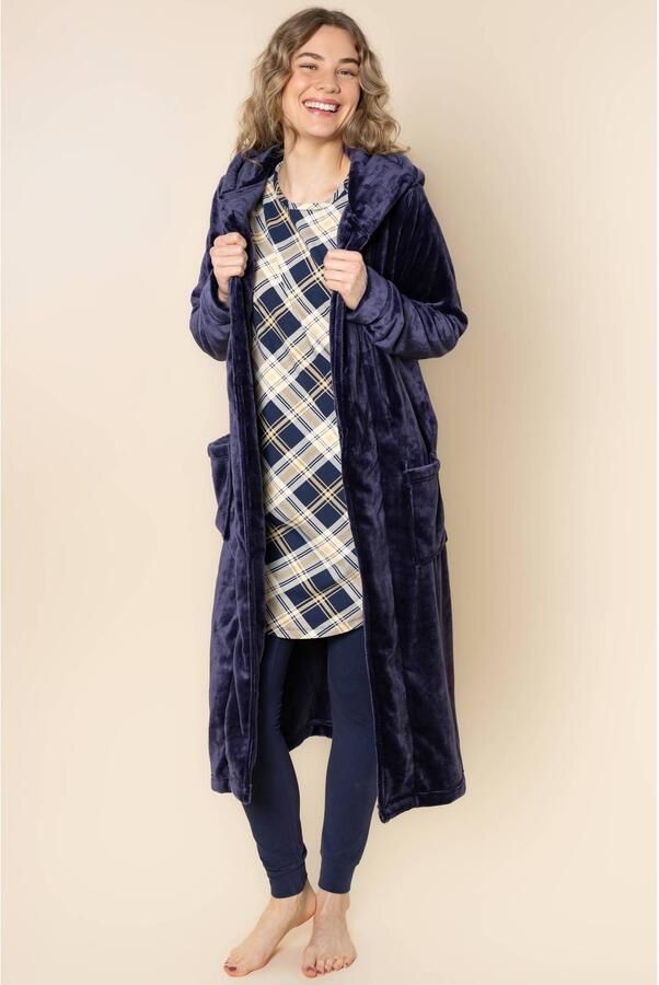 Charlie Choe fleece badjas donkerblauw - Foto 3